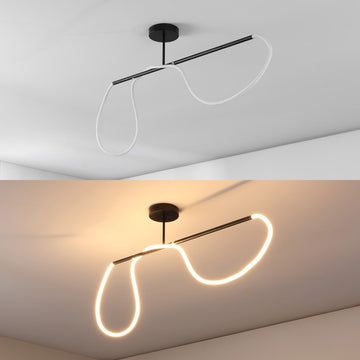 Alessio Contemporary Minimalist 360 Adjustable Silicone Neon Rope Dimmable Linear Integrated LED Flush Mount